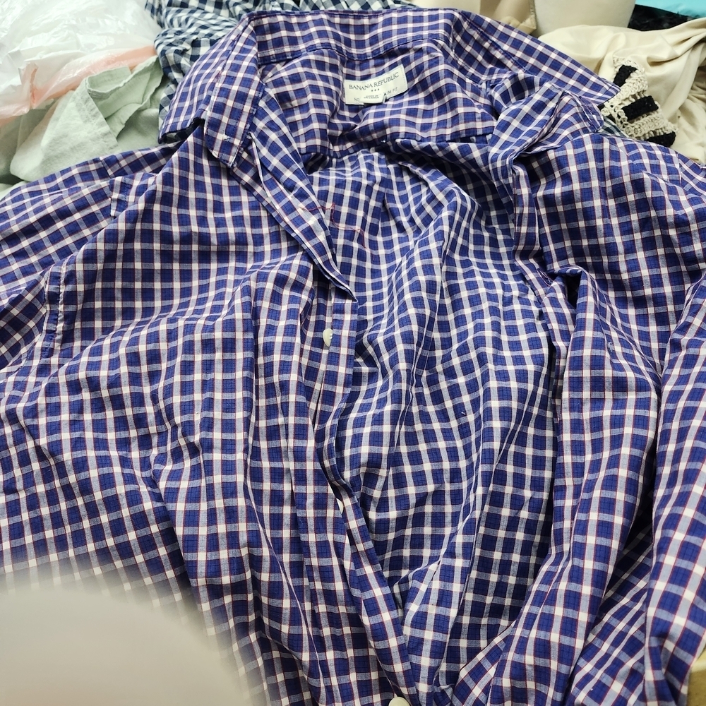 Banana Republic Blue and White Checkered Shirt